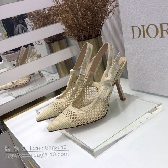 DIOR女鞋 迪奧2021專櫃新款Slingback鏤空刺繡網面高跟涼鞋 J’ADIOR尖頭露跟涼鞋  naq1472